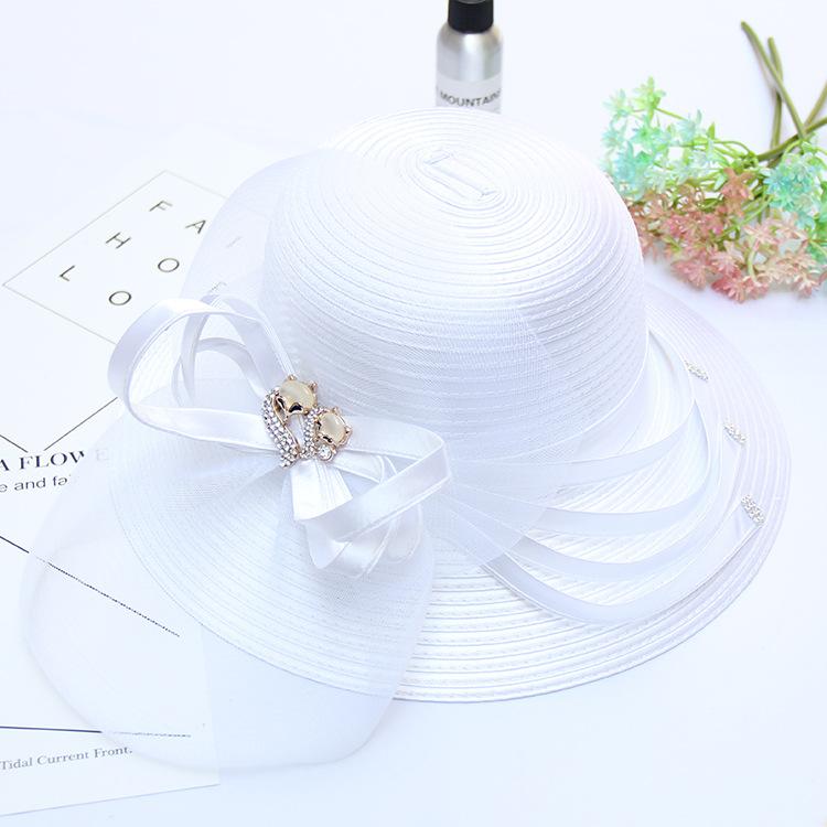 Summer Uv Protection Sun Hat Women'S Hot Diamond Mesh Gauze Hat Outdoor Sun Protection Beach Basin Hat