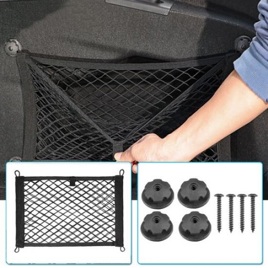 1x Black Storage Mesh Pocket Organizer Cargo Net Bag For Car Seat Back Side Door