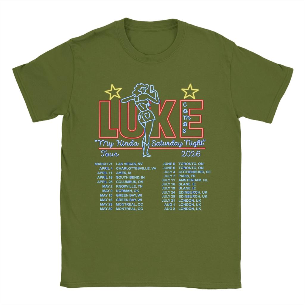 Unisexs Luke Combs My Kinda Saturday Night Tour T Shirts Cotton Tops Summer Funny ShortSleeve T Shirt O Neck Fashion Print Tshirt