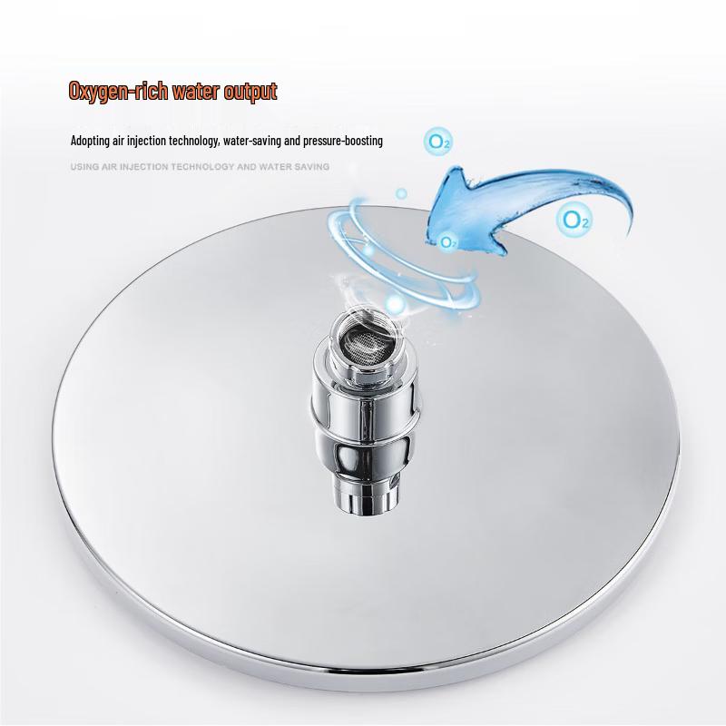 Wall-Mounted Round Shower System with Copper Faucet