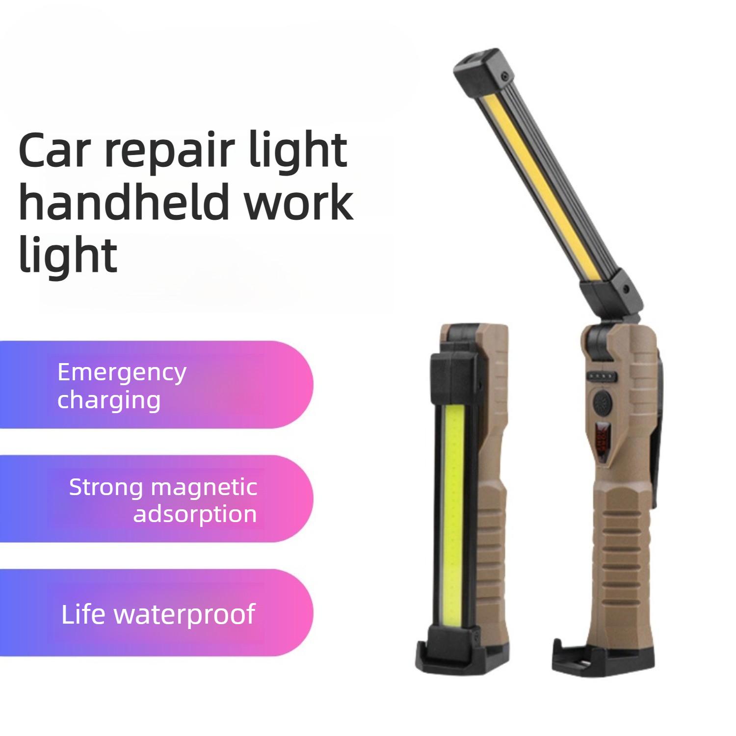 1/2 Pack LED Work Light Rechargeable Magnetic Folding Flashlight 360 Rotation Digital Display Mechanic Auto Repair Emergency Light 1pcs