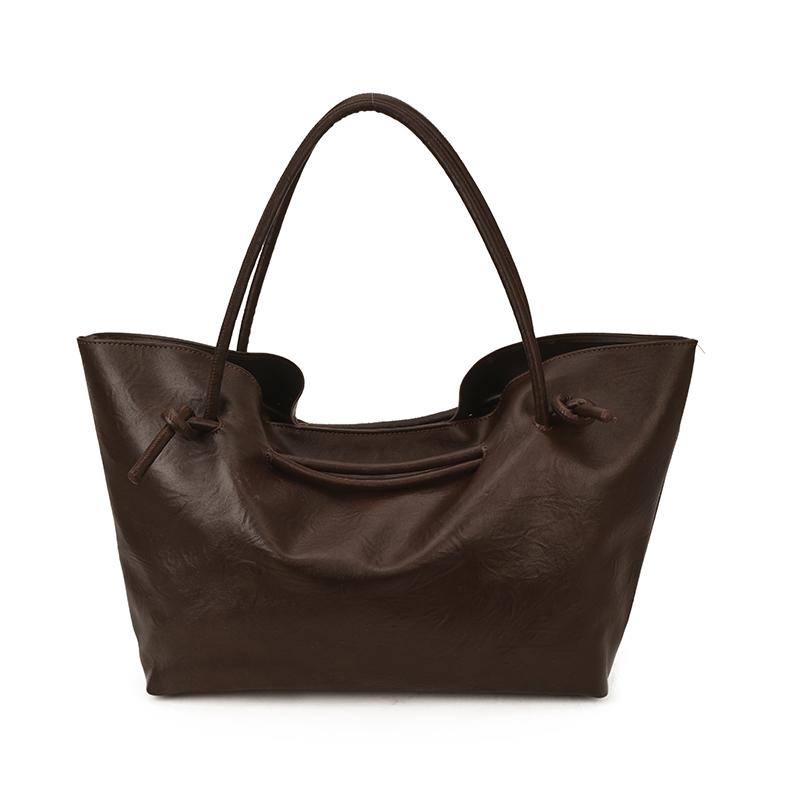 2026 Fashion New Solid Color Popular PU Large Capacity Tote Bag High Quality Simple and Versatile Women's Shoulder Bag