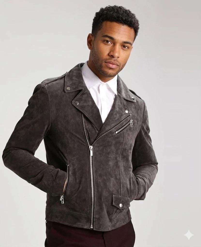 

Серая Мужская Ручная Работа По Фигуре Куртка Байкерская Натуральная Замша Кожа Ягненка Мотоцикл S серый