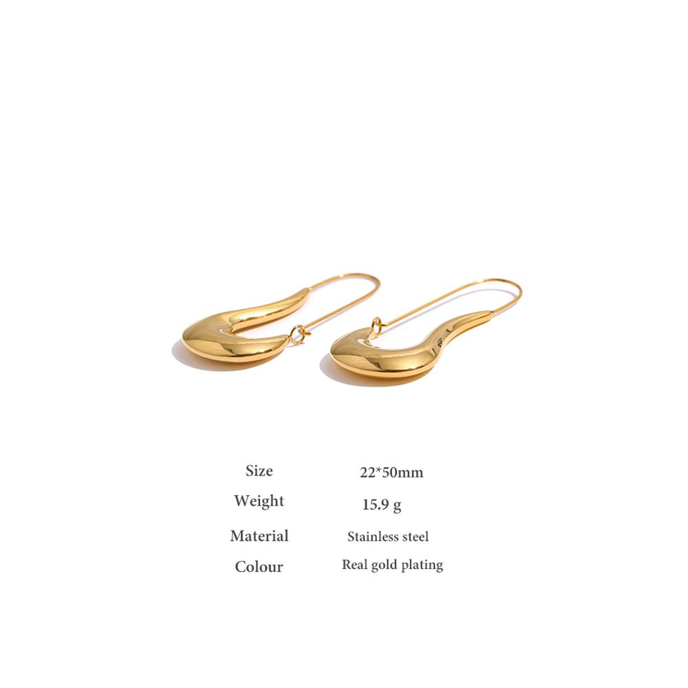 Yhpup 316L Stainless Steel Geometric Hoop Earrings Minimalist Metal 18 K Plated Earrings Waterproof Jewelry For Women Gift