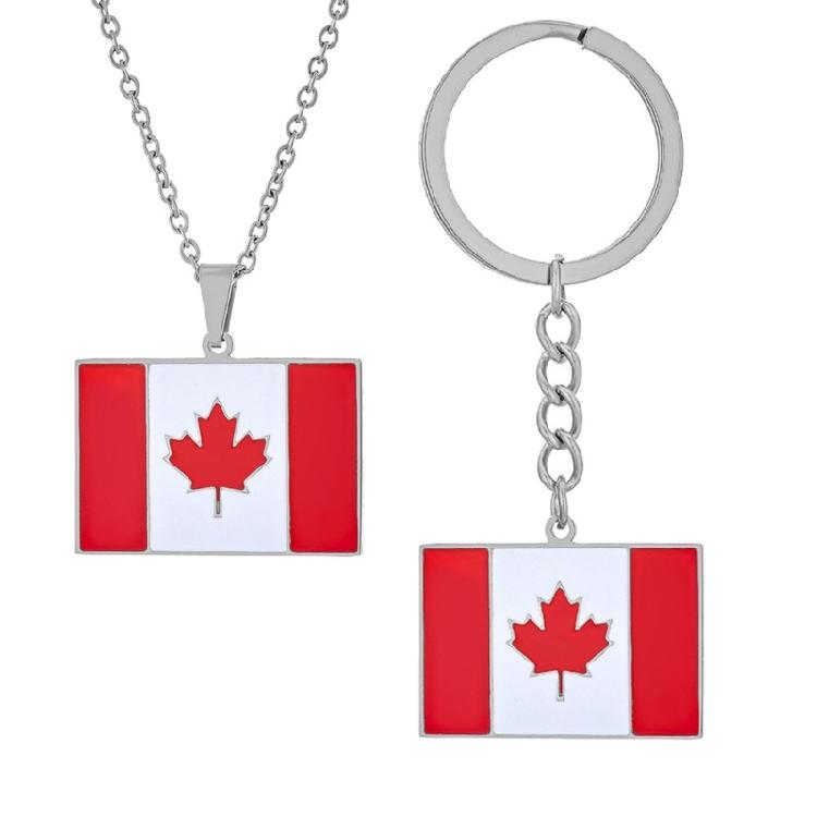 

Unique Alloy Canadian Flag Key Chain Creatvie Patriotic Necklace Jewellery Perfect Gift For Travelers And Collectors серебряный