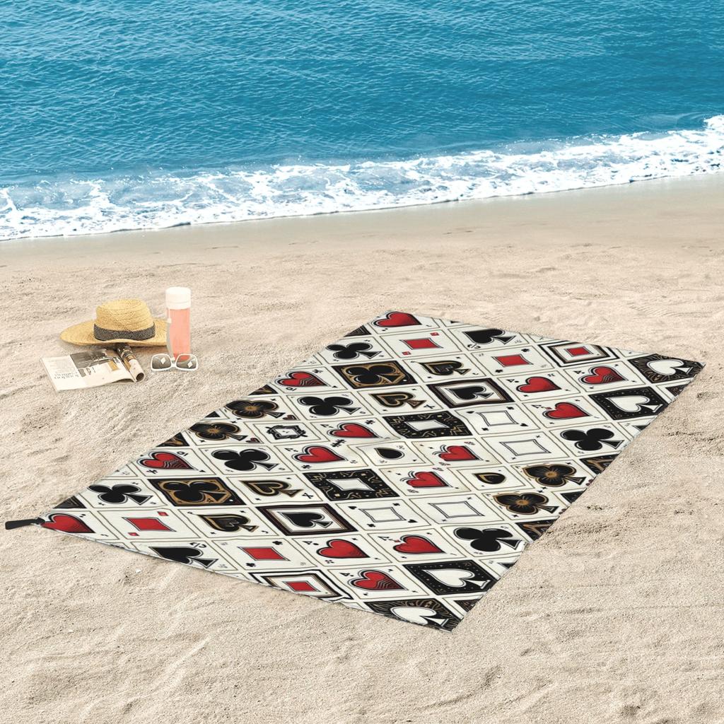 Casino Playing Card Symbols Diamond Heart Spade Clubs Beach Towel Soft Microfiber Quick Dry Absorbent Quick Towels For Bath
