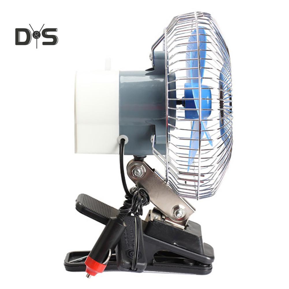 DYS Auto Shop 12/24V Mini Summer Car Low Noise Air Conditioner Rotatable Clip Cooling Fan