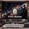 Wall Hanging Tapestry Custom NamePittsburgh Steelers Pattern Personalized Printed Fabric Wall Decor