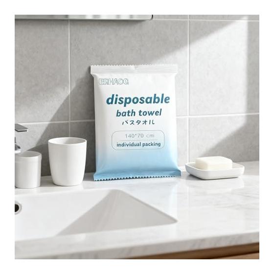 Compressed Bath Towels, 140x70cm, Disposable, Large, Quick-Drying, Portable for Travel, Sports, Gym, Sauna, Massage, Salon - Pack of 10