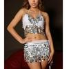 Shimmering Dance Performances Outfit With Detachable Sequins Fringe Accessories For Belly Dancers