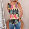 2023 Summer Sleeveless Zip Print Tank Top For Women Fashion Loose Casual V Neck Shirt Elegant Vest Clothing 25562