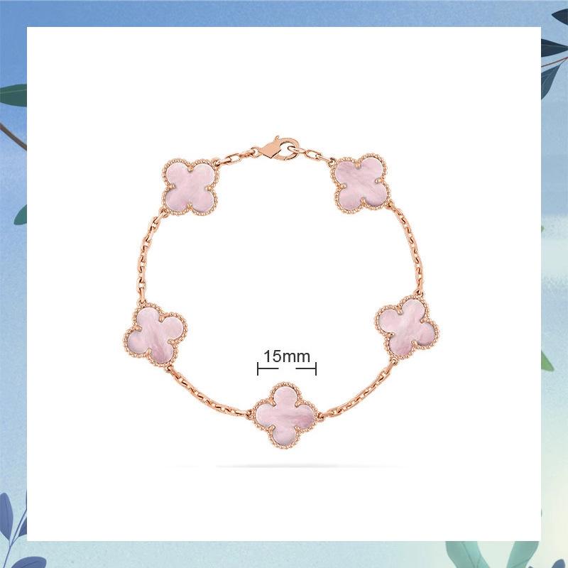Clover Bracelet CNC Buckle Thick Chain Rose Gold Red Agate Black Agate Lucky Bracelet for Women