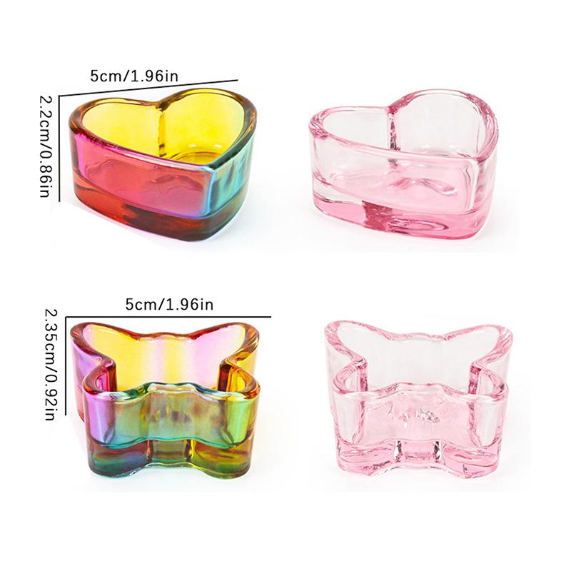 1 szt. Rainbow krystalicznie czyste szklane naczynie na płyn Dappen Dish szklany kubek z pokrywką miska na proszek akrylowy Monomer narzędzie do zdobienia paznokci