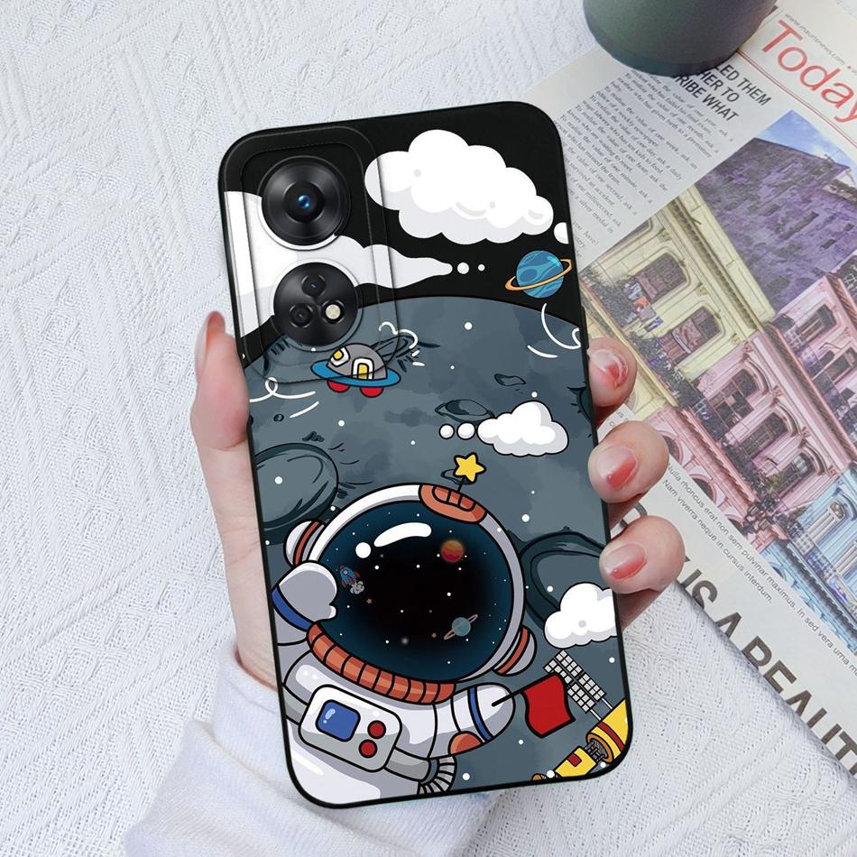 Phone Case For OPPO Reno 8T 4G 5G 8Z 8Lite Cover Cartoon Camera Protection Liquid Silicone Bumper For OPPO Reno8 T Fundas Gift