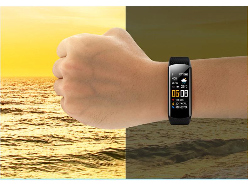 C5S Smart Bracelet: Color Screen, Heart Rate Monitor, Weather Display, Sports, Alarm Clock Smartwatch.