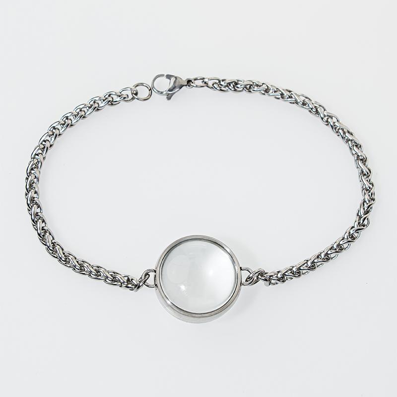 Edelstahl Doppel gekrümmtes Medaillon Armband Kette Glas Speicher Anhänger Schwimmendes Medaillon Armreif Füllbar DIY Schmuckherstellung
