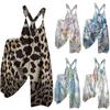 Women's Plus Size Fashion Printed Loose Casual Strap Back Wide Leg Jumpsuit