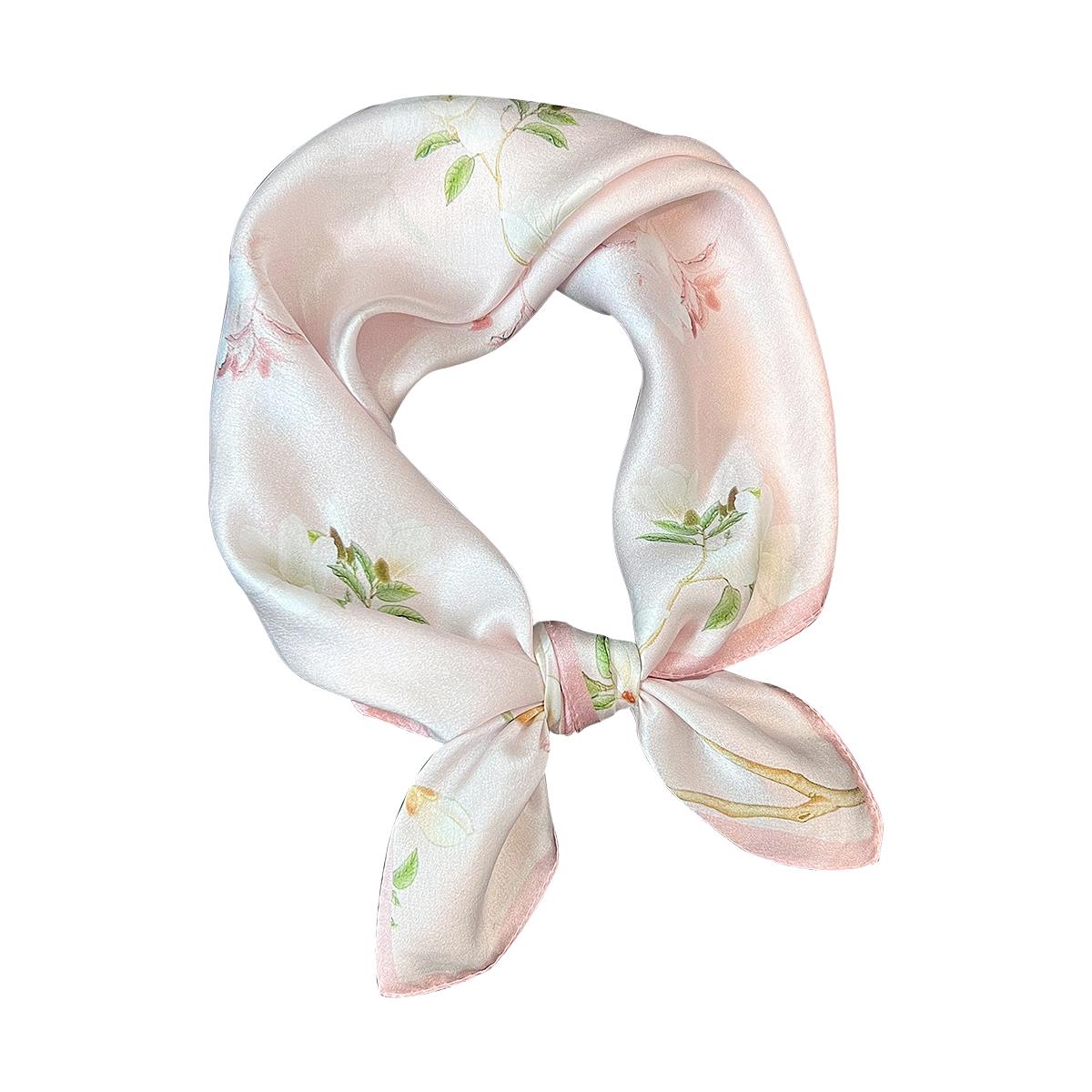 Women Fashion Silk Scarves Spring 100% Pure Mulberry Foulard En Soie Mulberry Silk Hair Scarf розовый