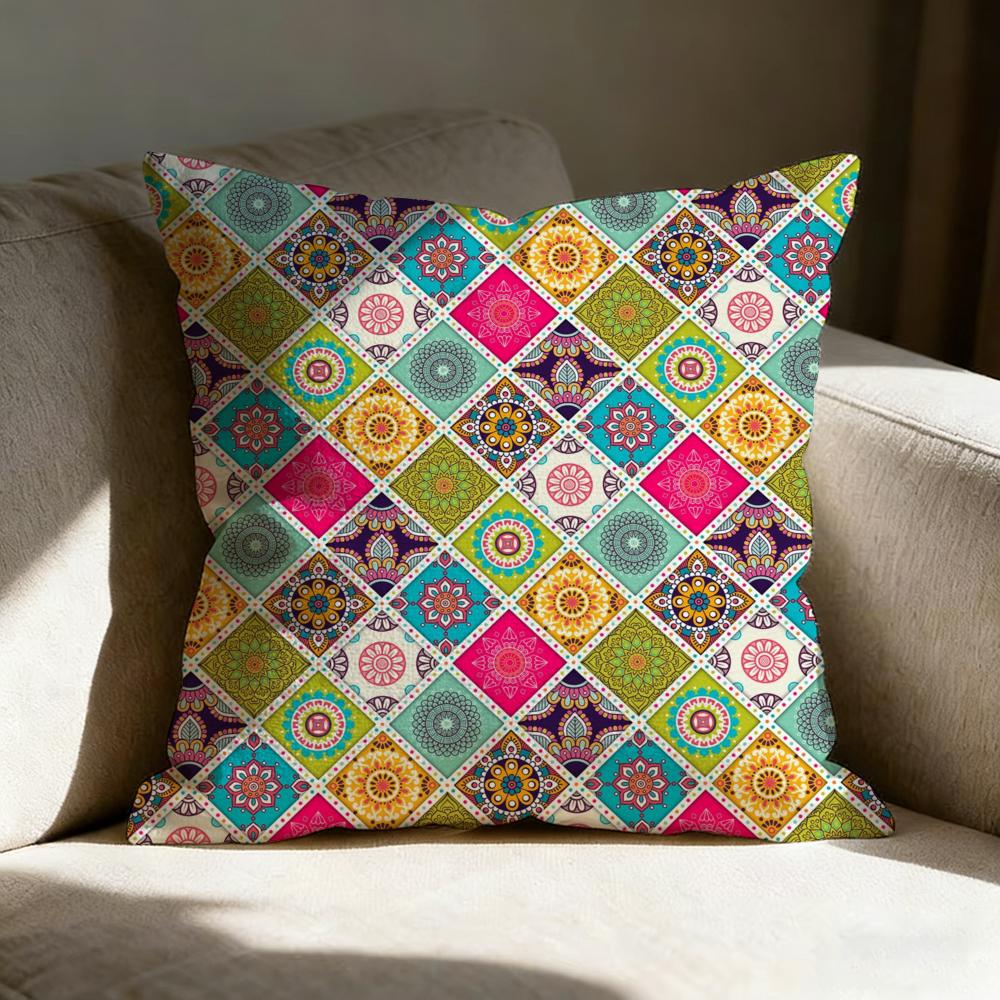 Mandala Style Decorative Pillow Case Linen Pillow Covers Cover For Couch Living Room Bench Patio Floor Linen Home Decor