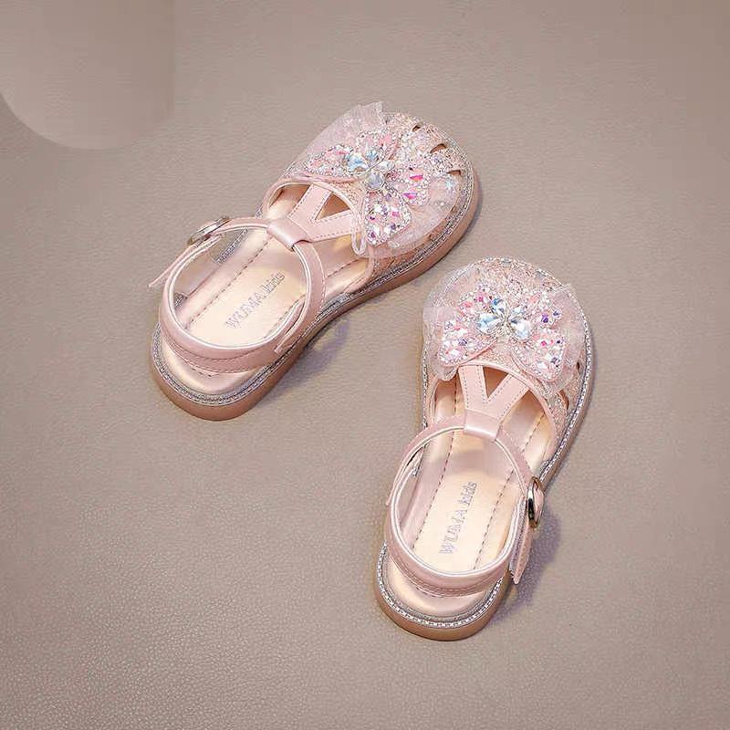 Girls' Summer 2026 Crystal Butterfly Closed-Toe Princess Sandals