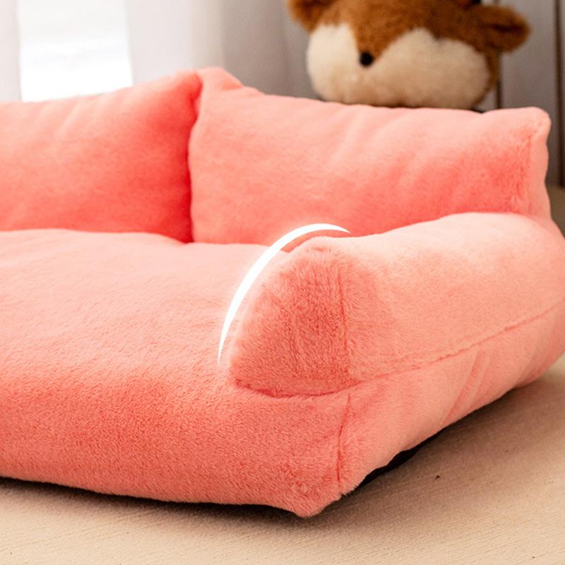 Winter Plush Sofa Pet Bed Thermal Insulation Cat Dog House Washable Removable Cover Wear Resistant Mat Durable Animal Cushion Comfortable Indoor Bed