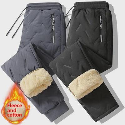 Men's Cross-Border Winter Windproof Fleece-Lined Cotton Trousers - Outdoor Warm Casual Sweatpants