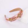 Color Crystal Bee Headband Fabric Wide Edge Headband Retro Rhinestone Hair Accessories