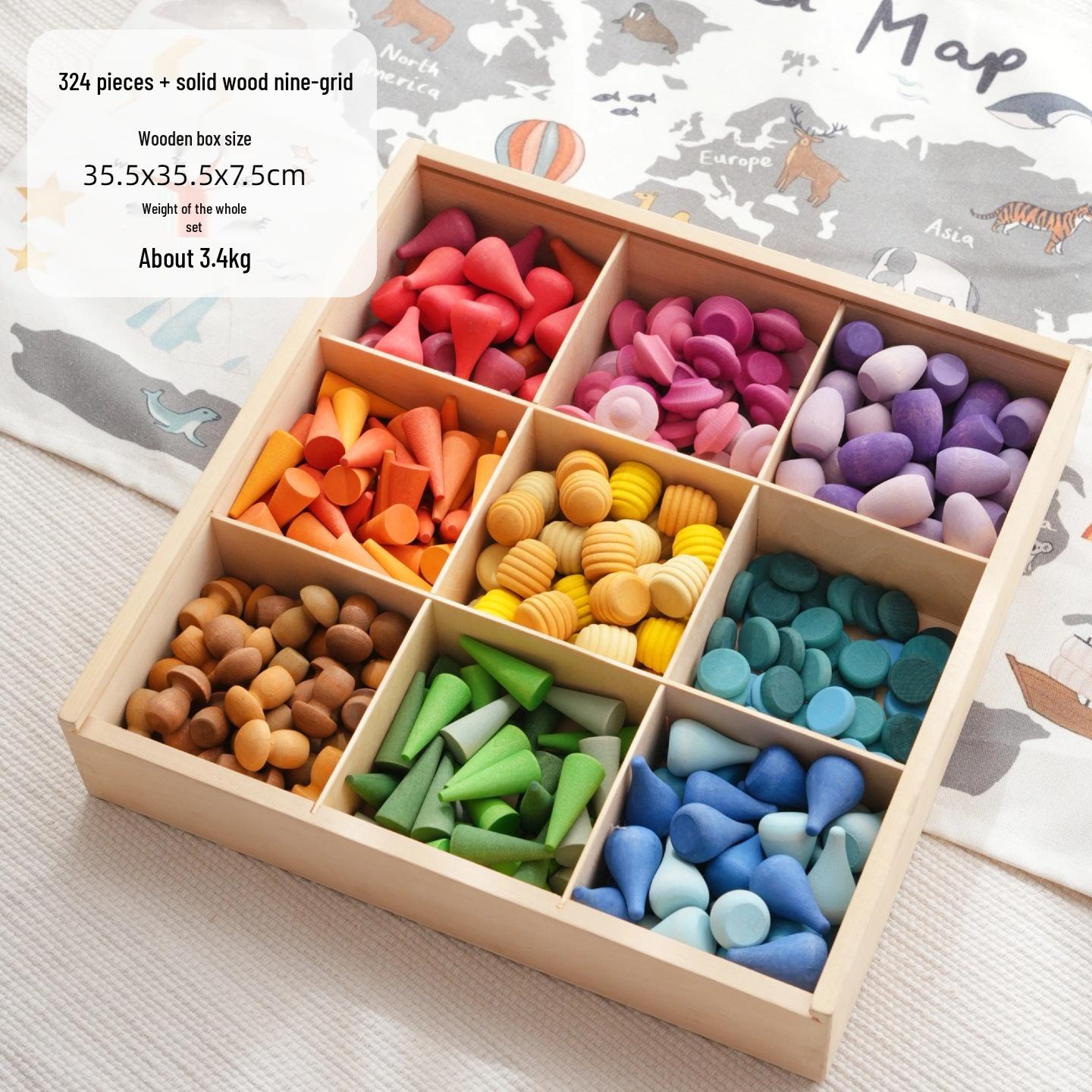 Wooden Rainbow Building Blocks for Kindergarten