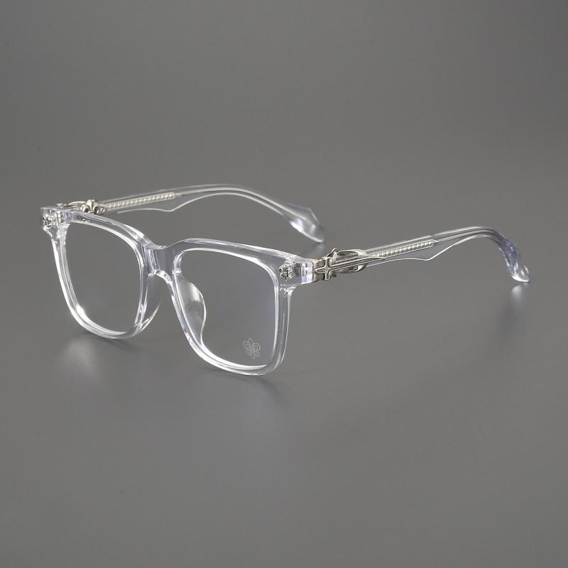 Vintage Handmade Square Eyeglasses Frame Men Women Large Face Blue Light Blocking Prescription Compatible