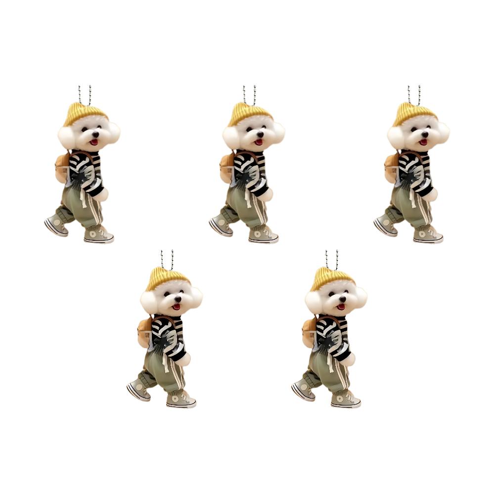 5-1PCS Acrylic 2D Creative Car Hanging Decor Realistic Animal Car Rearview Mirror Pendant Car Auto Interior Decoration