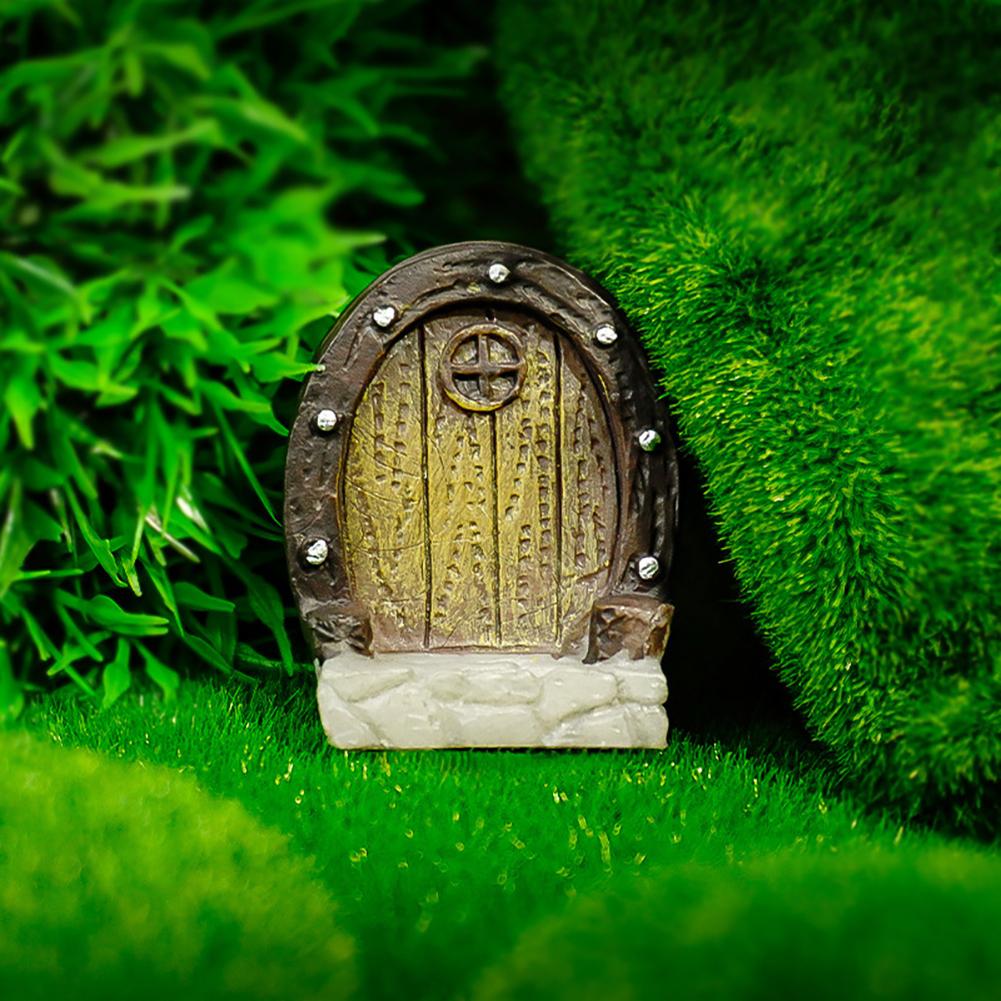 Porta de Fada para Terrário Decoração de Porta de Madeira em Miniatura Casa de Bonecas Jardim de Fadas Mini Porta Acessório Jardim de Fadas para Aquário