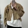 Herren-Frühlingsjacke, einfarbig, lockeres Revers, kurze Jacke