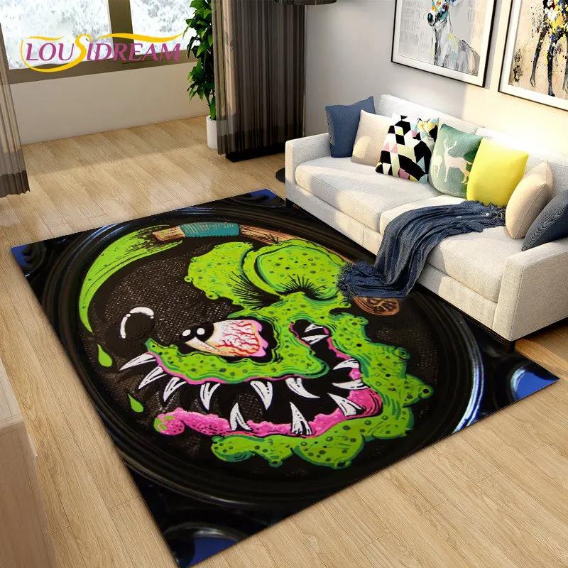 Tappeto Area Cartone Animato Divertente Rat Fink, Tappeto per Soggiorno Camera da Letto Garage Divano Decorazione Zerbino, Tappetino Antiscivolo da Gioco per Bambini