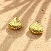 1 Pair Shell Earrings for Women, Chunky Vintage Ribbed Shell Shaped Earrings, Summer Beach Jewelry Gifts