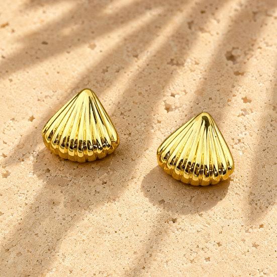 1 Pair Shell Earrings for Women, Chunky Vintage Ribbed Shell Shaped Earrings, Summer Beach Jewelry Gifts