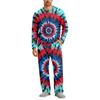 Men's Long Sleeve Pajama Set with Button Crotch and Elastic Drawstring Waist for Home Comfort
