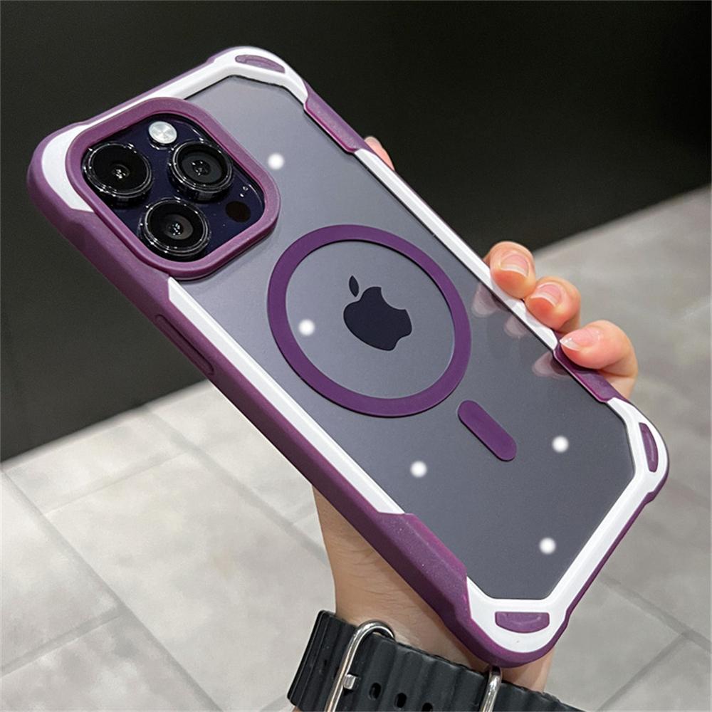 

Контрастный цветной магнитный прозрачный чехол для iPhone 15 14 13 12 11 Pro Max Plus для беспроводной зарядки Magsafe, прозрачный акриловый чехол for iphone14pro(6.1 )