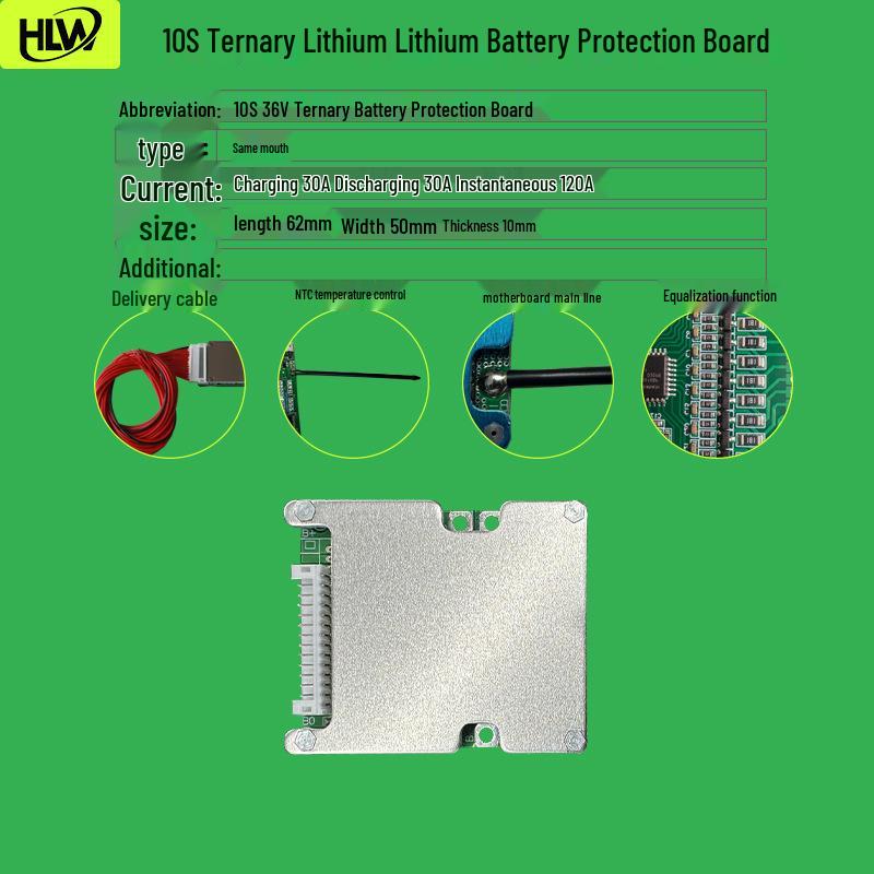 10S 18650 Lithium Battery Protection & Equalization Board for 36V Lawn Mowers, Electric Skateboards, and Two-Wheelers