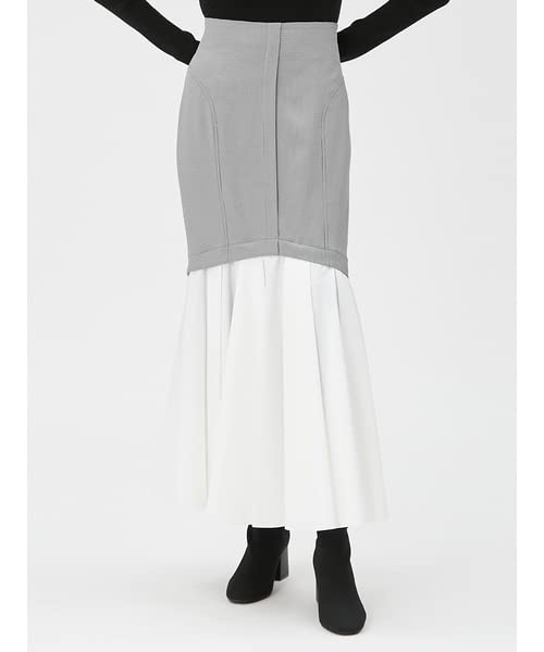 FRAY I.D. Women's Ruffle Hem Combi Mermaid Skirt FWFS225021 CHECK 1