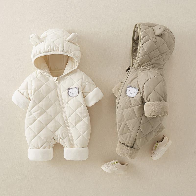 Winter Childrens Thickened Bodysuit Baby Clothes Warm Hooded Cotton Jumpsuit