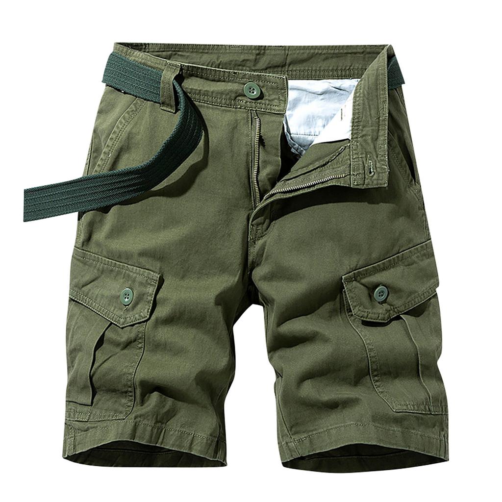 Men's Fashion  Color Multi-Pocket Pants Cotton Shorts Overalls Shorts