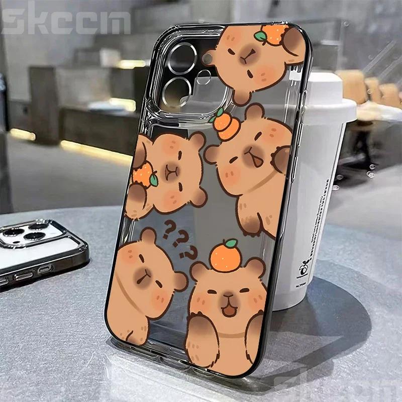 Cartoon Tier Süßes Capybara Handyhülle Für iPhone 16 15 14 13 12 11 Pro Max Mini XS XR X 7 8 Plus Stoßfest Weiche Klare Hülle