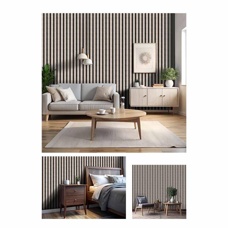45cm*10m Self-Adhesive PVC Waterproof Peel & Stick 3D Striped Panels Wood Grain Wallpaper Furniture Accent Walls & Home Renovation Decor