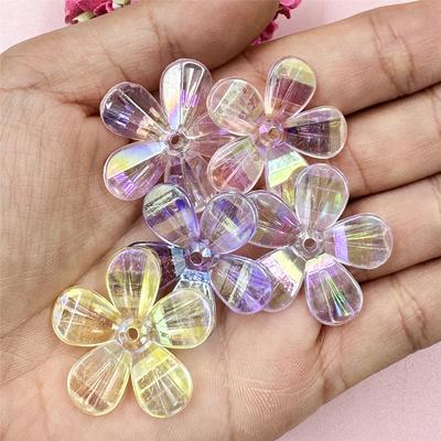 Home Party Supplies Schillernde Blumen DIY-Befunde zur Schmuckherstellung Acrylperlen Halskette Armband Lose Perlen Handarbeit 5 Stück