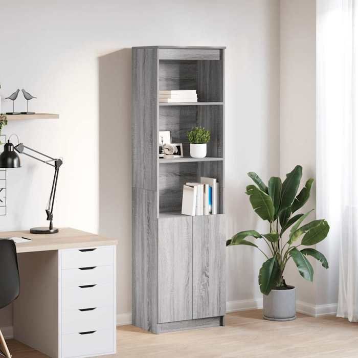 VidaXL Highboard Sonoma Grey 50x35x180 Cm Engineered Wood, Cabinet, Sideboard, High Storage Cabinet, 3328467