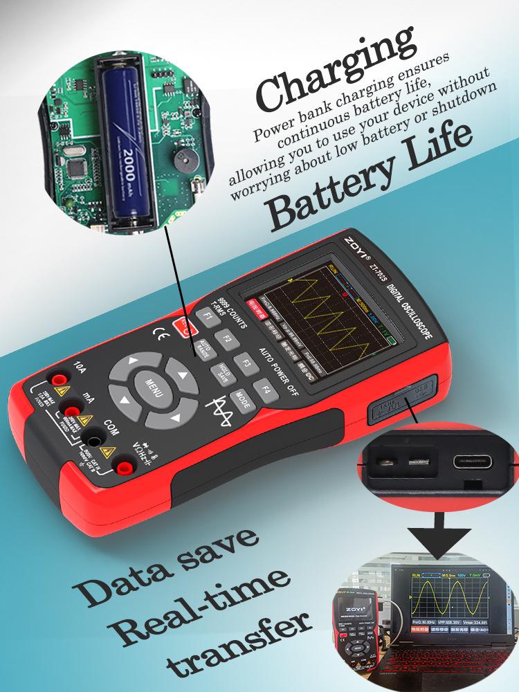ZOYI ZT702S Handheld Color Screen Digital Oscilloscope Multimeter - Multifunction Auto Repair Anti-Burn Instrument