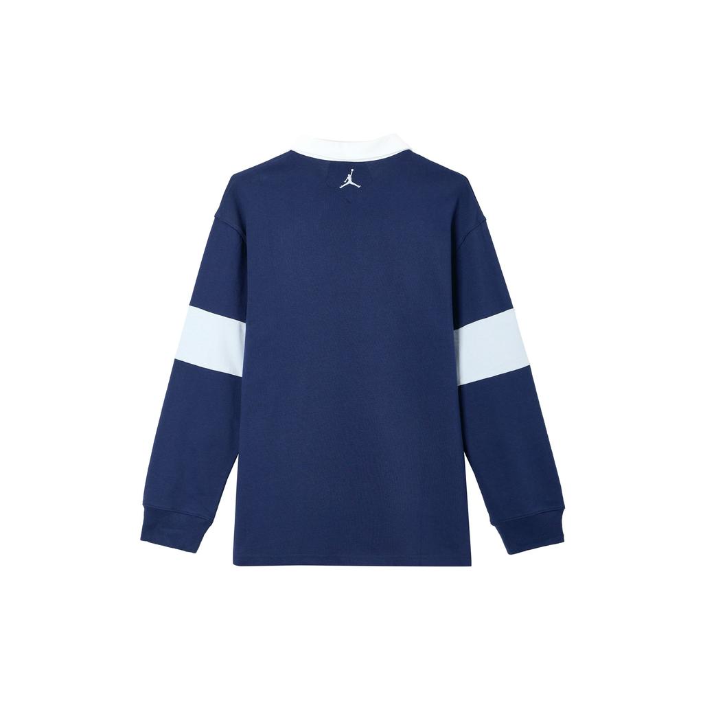 Jordan Comfortable Skin-Friendly Loose Long Sleeve Polo Shirt Women Tops Navy-Blue FV7183-410