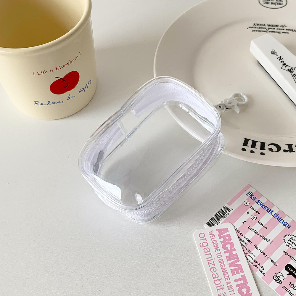 12cm PVC Transparent Storage Bag with Keychain Multicolor Cartoon Doll Display Box Dustproof Case Earphones Gift Organizer Bags