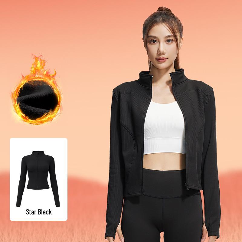 Women's Juyitang Stand-up Collar Yoga Jacket for Running & Cycling - Slimming, Elastic Fitness Top