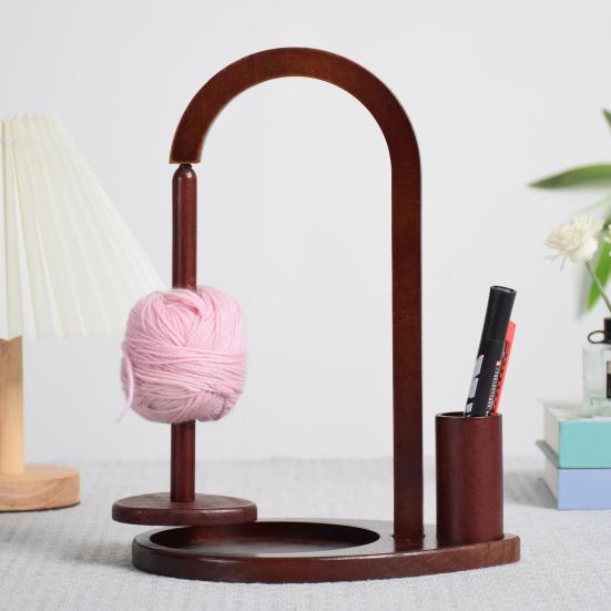Magnetic Yarn Holder Wooden Yarn Dispenser with Storage Cylinder Yarn Ball